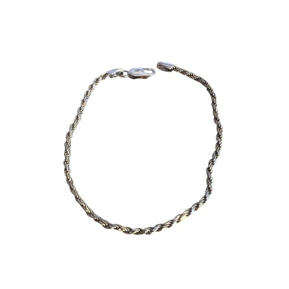 Vintage Sterling Silver Rope Chain Bracelet Lobster Clasp Twist Classic 7" 3.81g - Picture 1 of 5